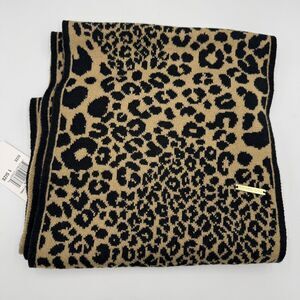 Michael Kors Leopard Animal Print Black/Brown Scarf NWT